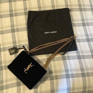 Saint Laurent black velvet small sunset bag